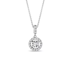 0.34 TCW Round Moissanite Diamond Halo Pendent Necklace