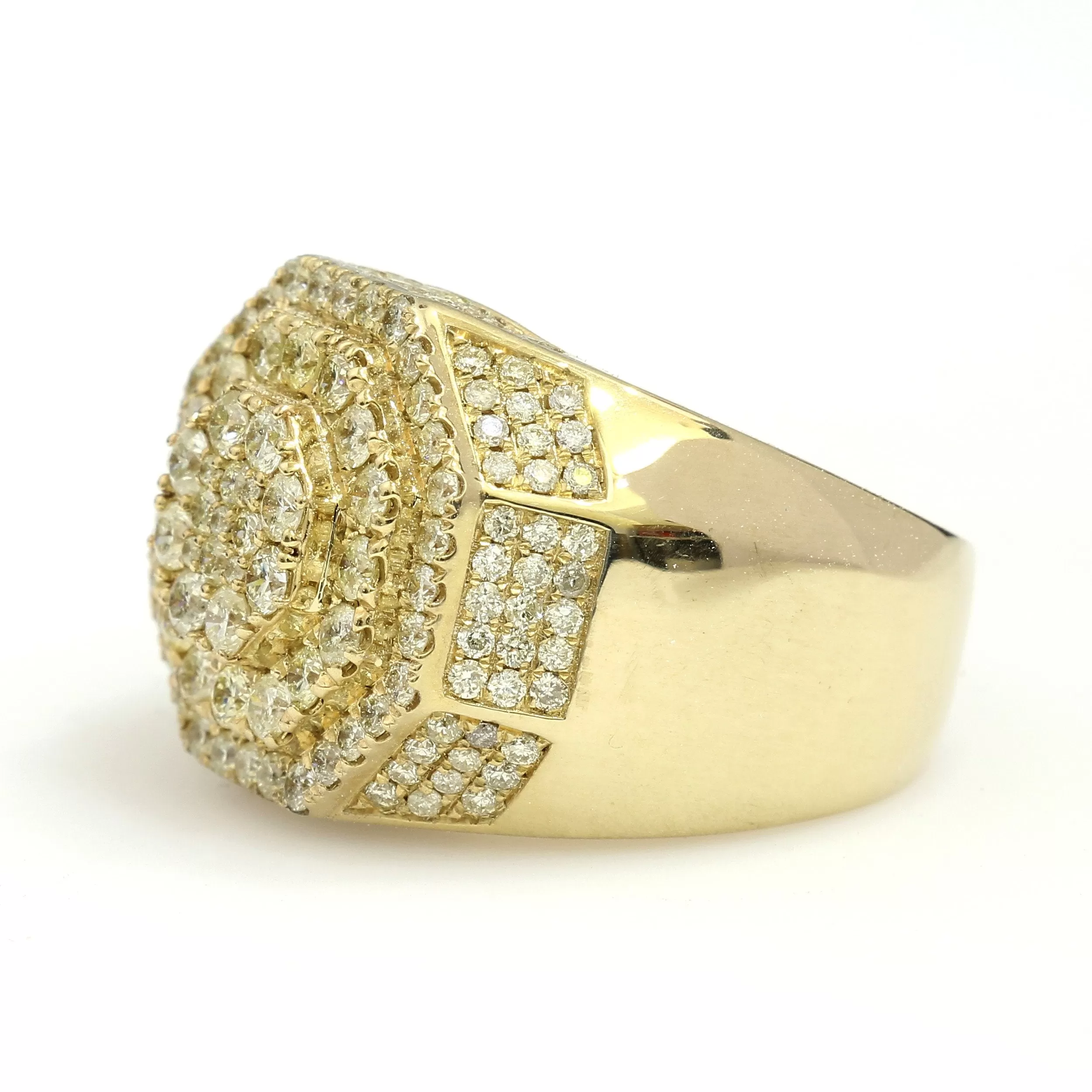 10K Yellow Gold Octagon Pave Ring 2.8 Ctw