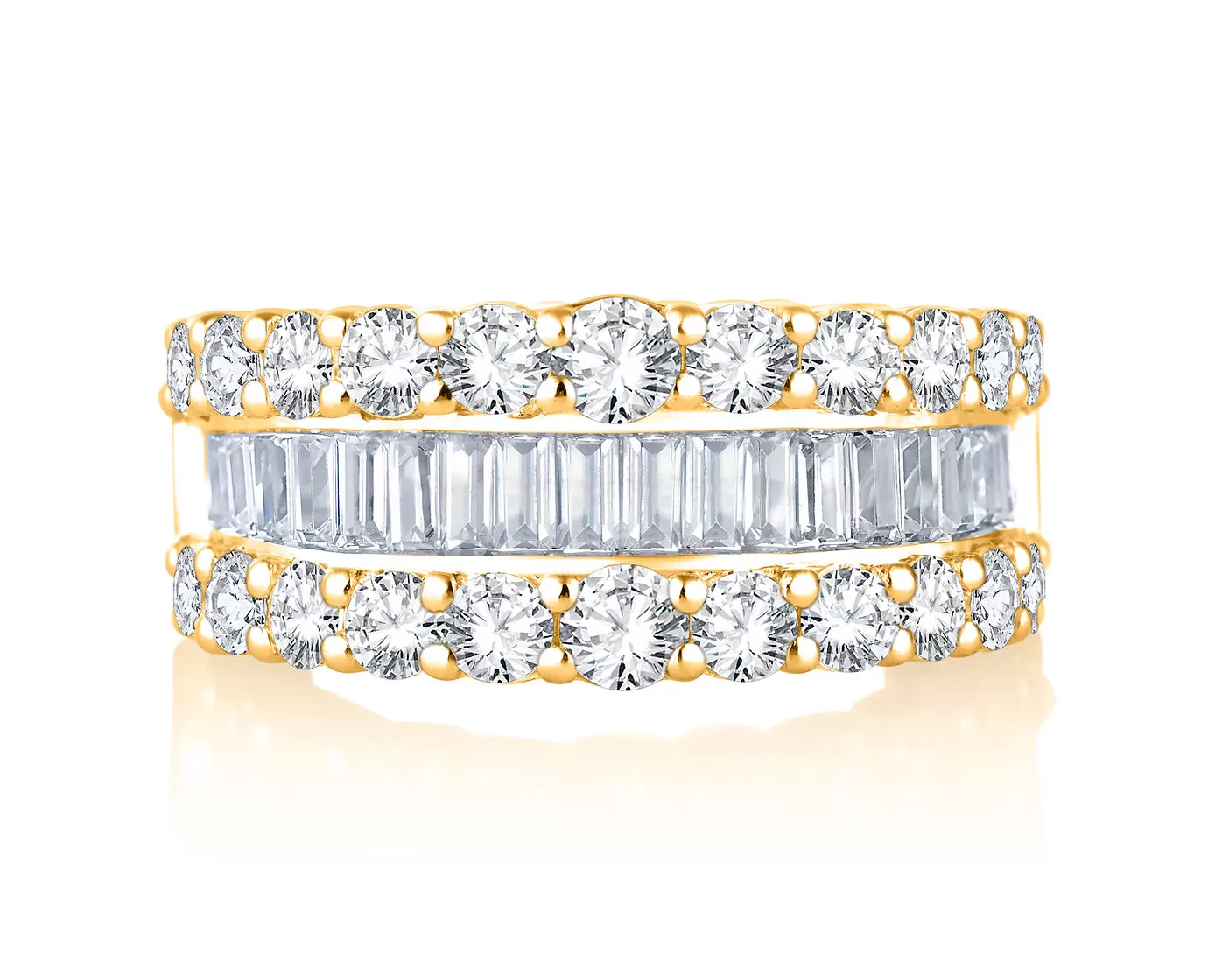 14K 2.50ct Round & Baguette Diamond Ring