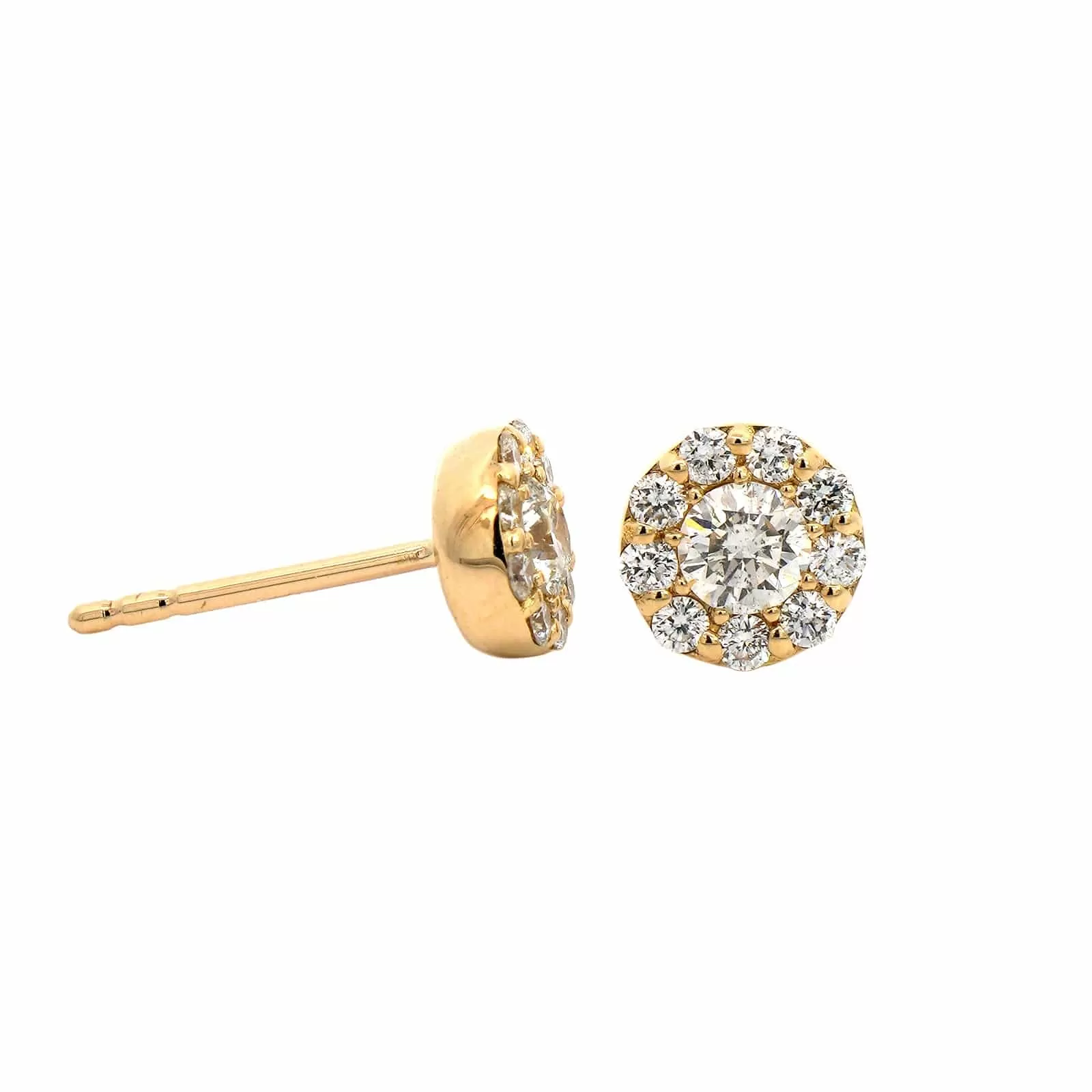 14K Yellow Gold Diamond Stud Earrings