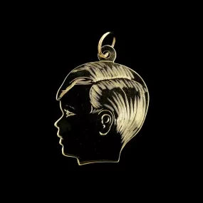 14K Yellow Gold Estate Boys Head Charm