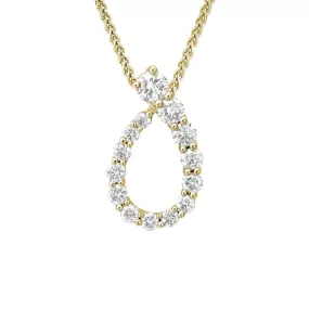 14K YELLOW GOLD OPEN TEARDROP DIAMOND PENDANT 0.53CTW