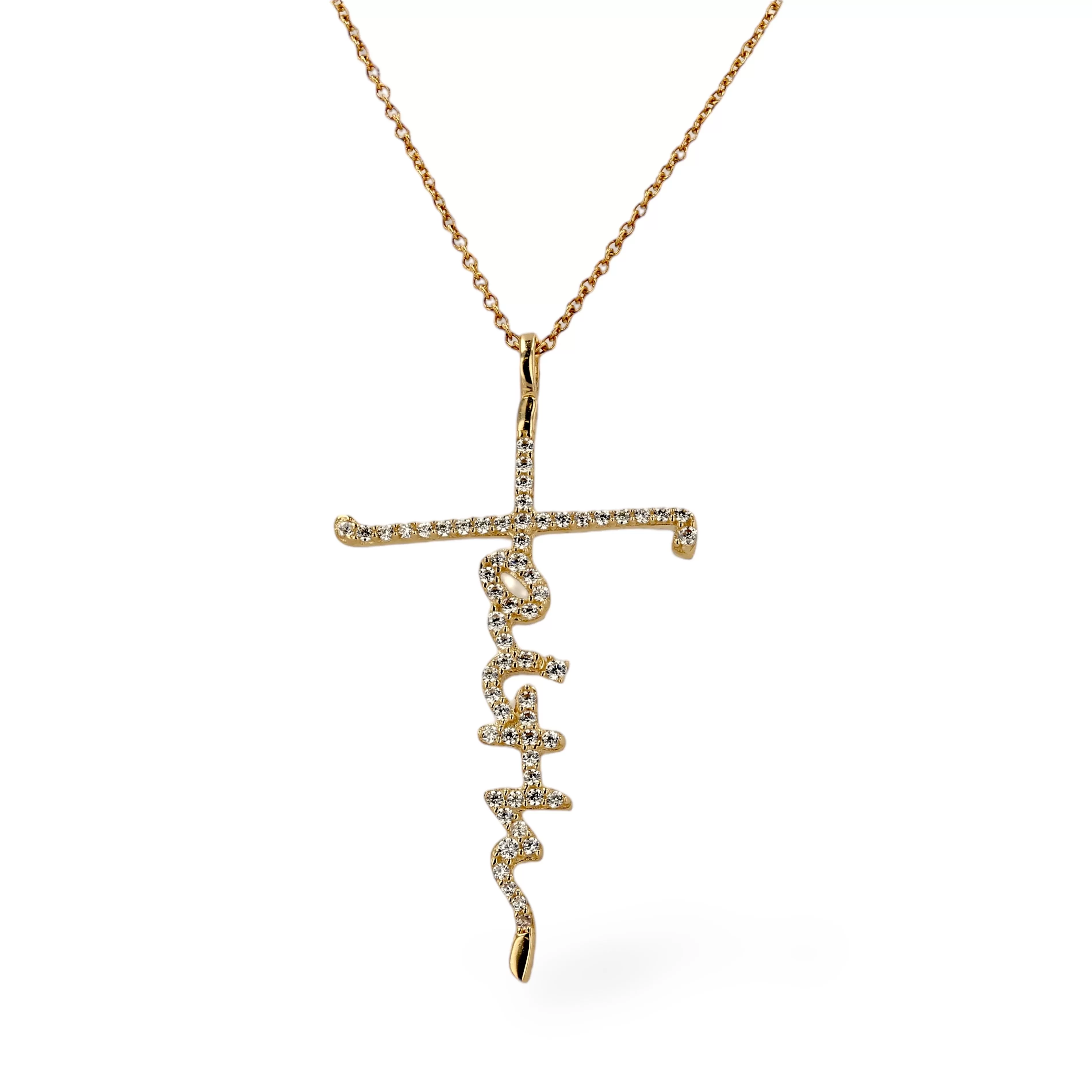 14k Yellow gold set Faith pendant