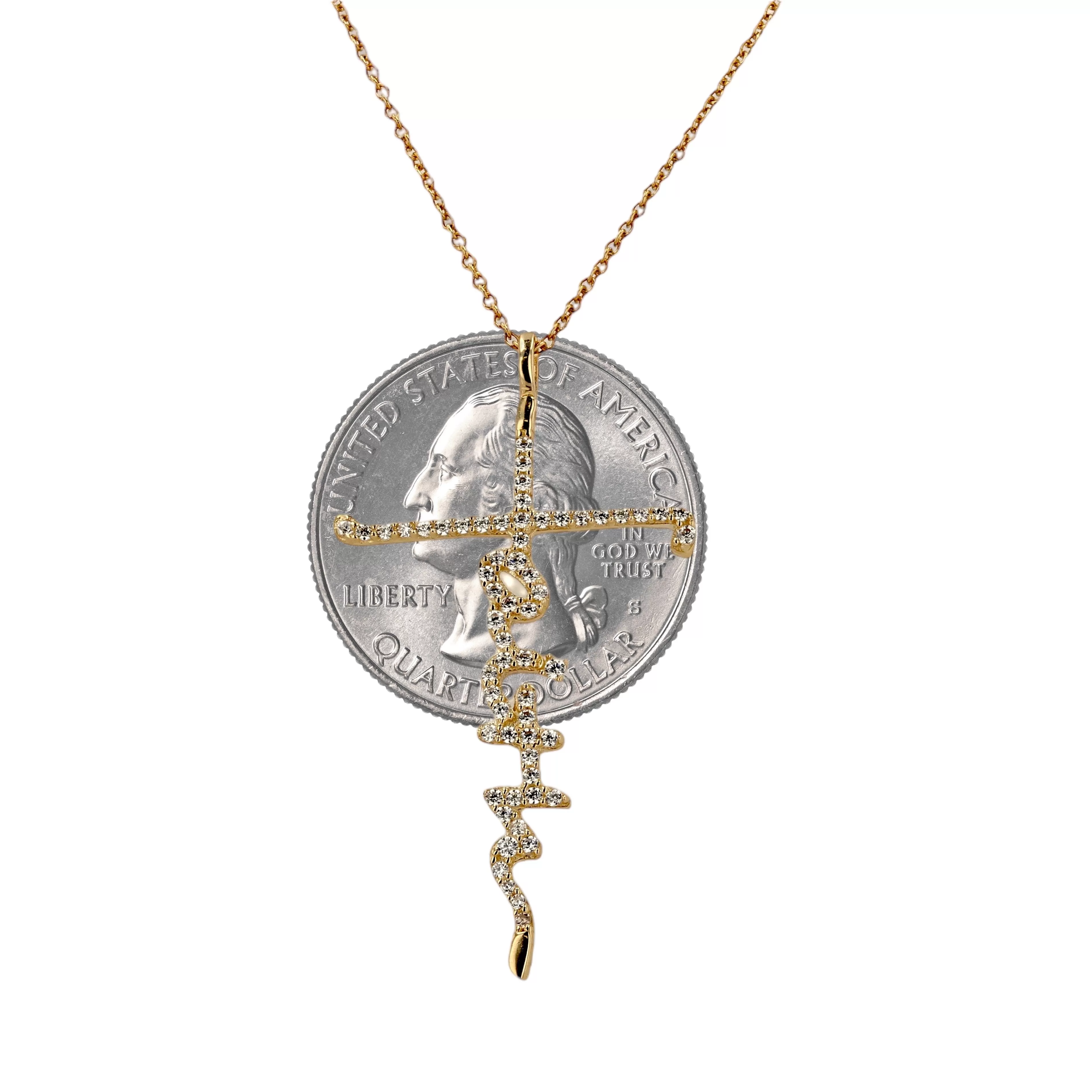 14k Yellow gold set Faith pendant