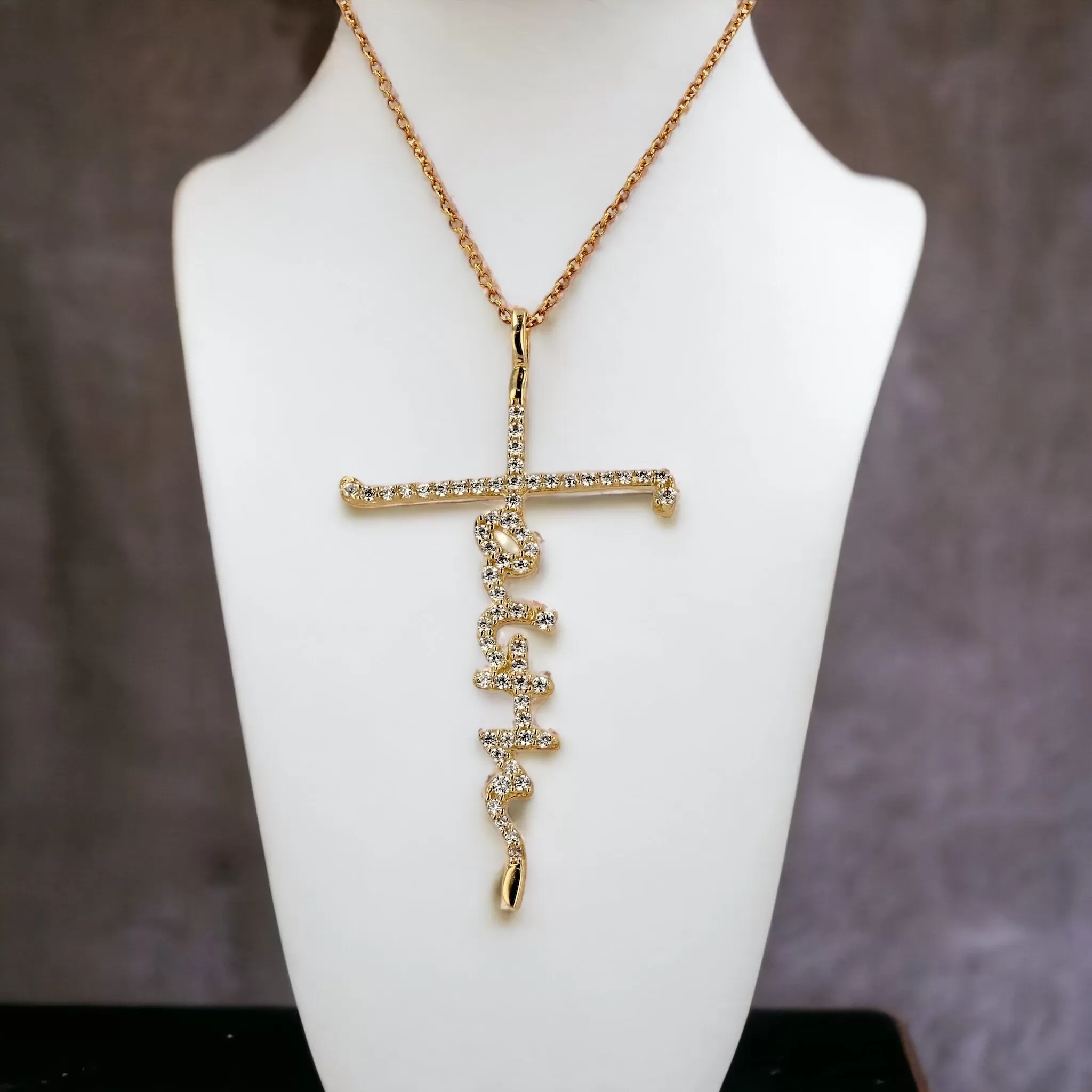 14k Yellow gold set Faith pendant