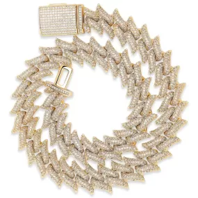 16mm Spiked Diamond Cuban Chain in Yellow Gold