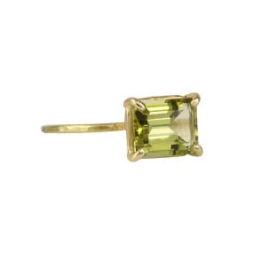 18 Karat Yellow Gold Prong-Set Emerald Cut Citrine Mini Gem Ring