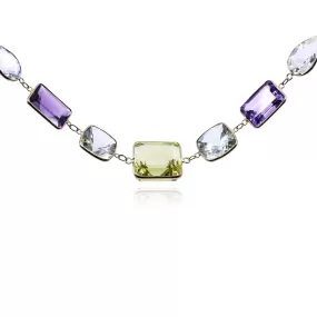 18K YELLOW GOLD FANCY CUT GEMSTONE NECKLACE