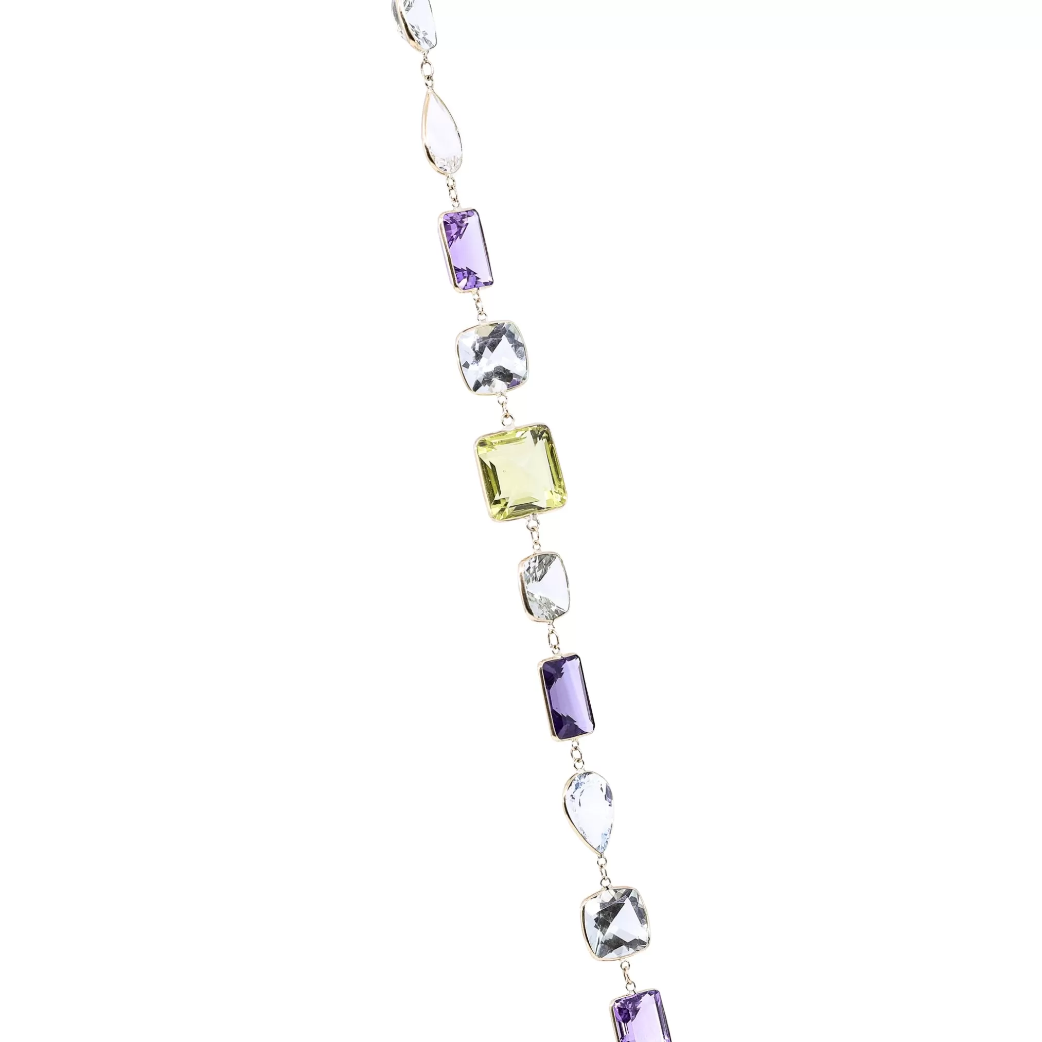 18K YELLOW GOLD FANCY CUT GEMSTONE NECKLACE