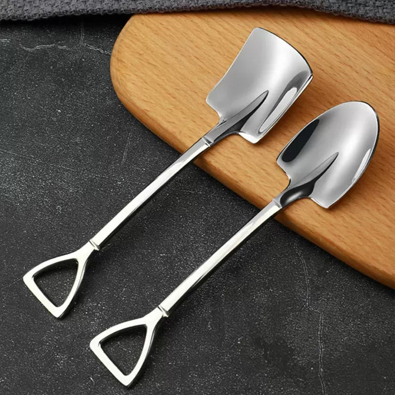 2-4Pcs 304 Stainless Steel Coffee Spoon Retro Shovel Spoon For Ice Cream Creative Tea-Spoon Tablewar