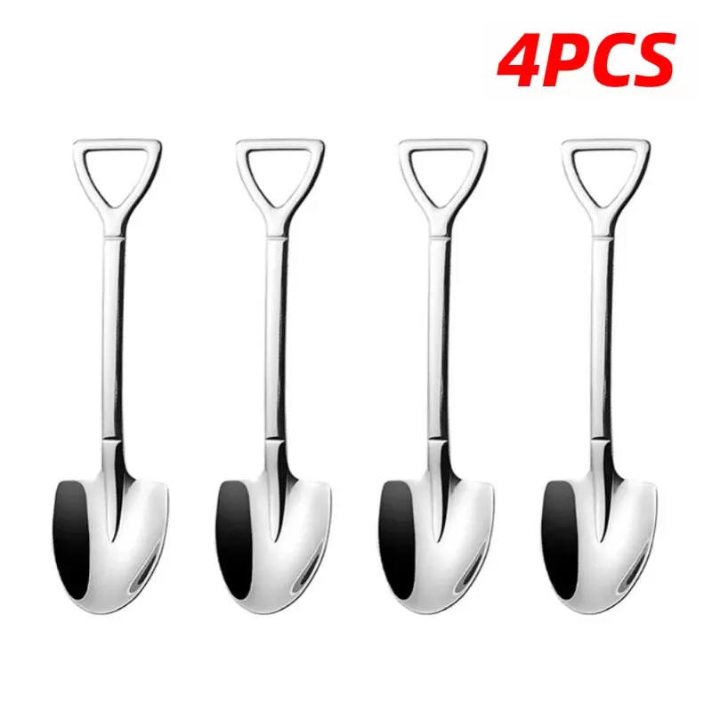 2-4Pcs 304 Stainless Steel Coffee Spoon Retro Shovel Spoon For Ice Cream Creative Tea-Spoon Tablewar