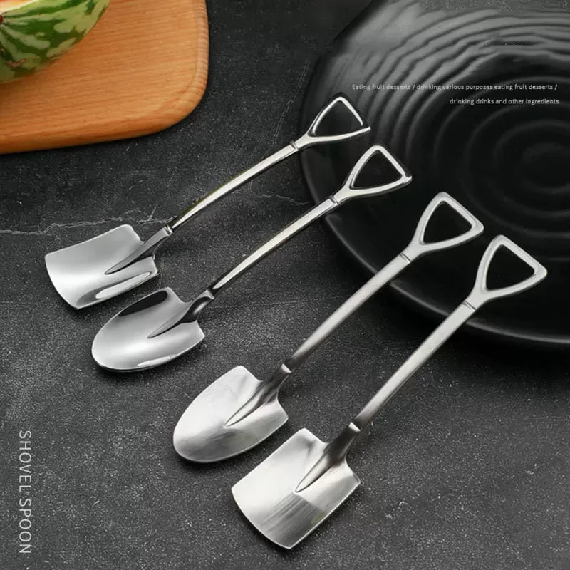 2-4Pcs 304 Stainless Steel Coffee Spoon Retro Shovel Spoon For Ice Cream Creative Tea-Spoon Tablewar