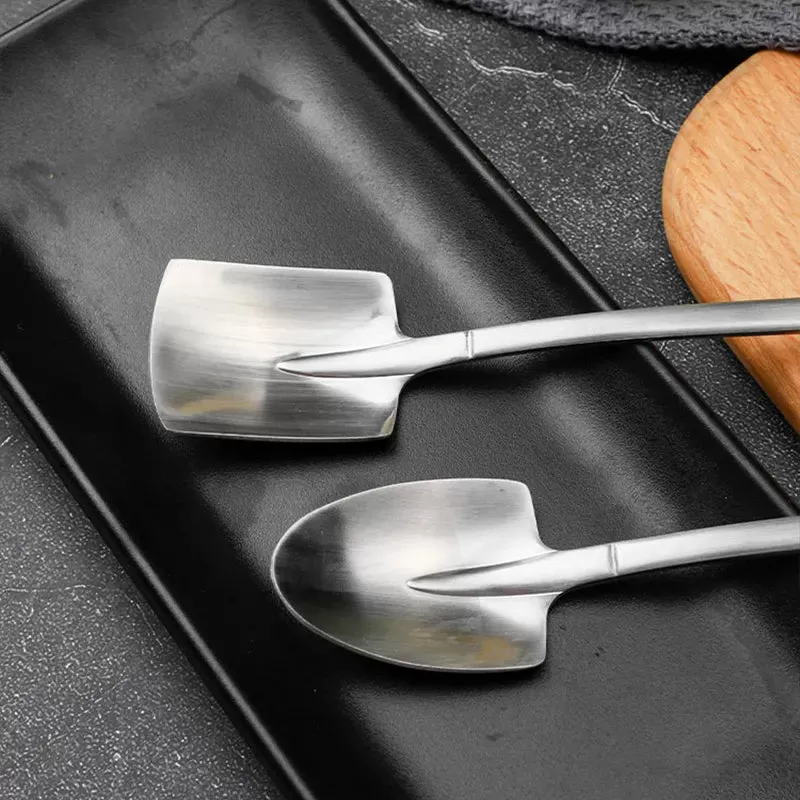 2-4Pcs 304 Stainless Steel Coffee Spoon Retro Shovel Spoon For Ice Cream Creative Tea-Spoon Tablewar