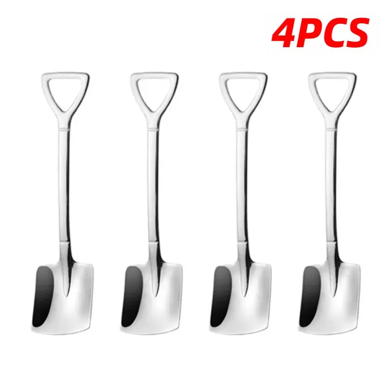 2-4Pcs 304 Stainless Steel Coffee Spoon Retro Shovel Spoon For Ice Cream Creative Tea-Spoon Tablewar