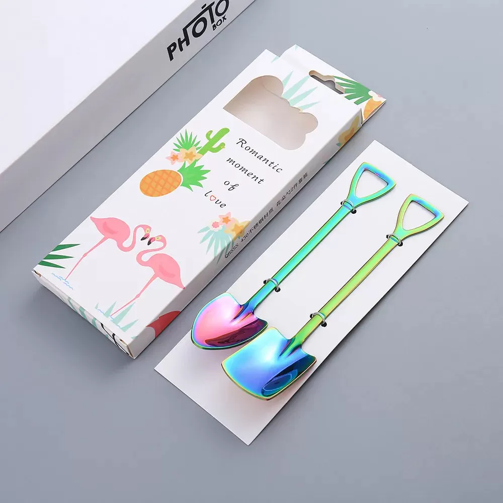 2-4Pcs 304 Stainless Steel Coffee Spoon Retro Shovel Spoon For Ice Cream Creative Tea-Spoon Tablewar