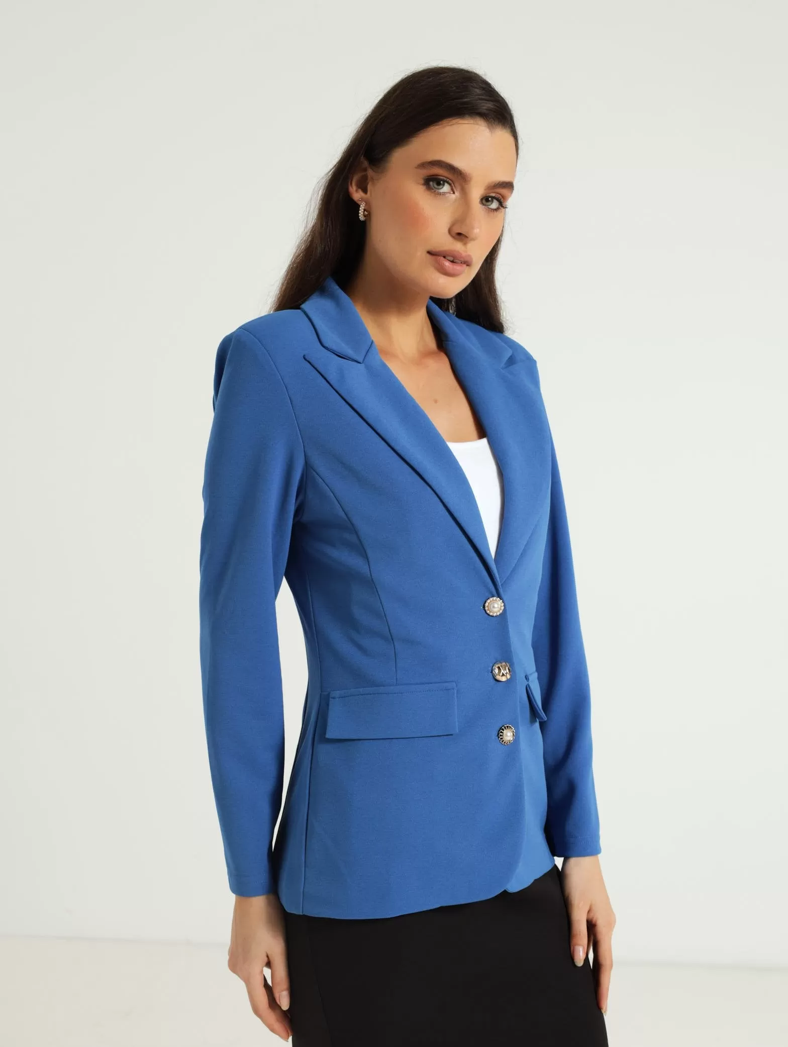 3 Button Panelled Blazer - Cobalt