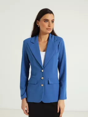 3 Button Panelled Blazer - Cobalt