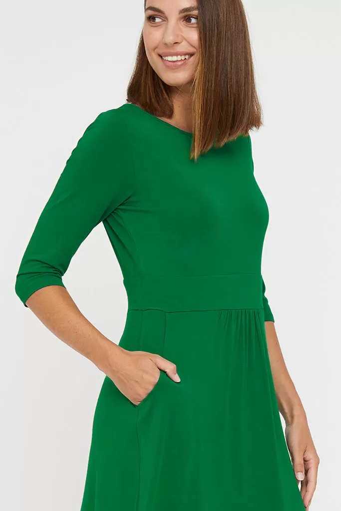 3/4 Sleeve Beth Dress - Green