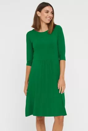 3/4 Sleeve Beth Dress - Green