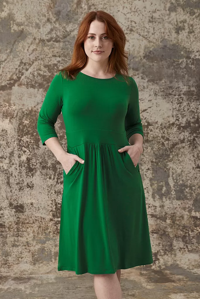 3/4 Sleeve Beth Dress - Green