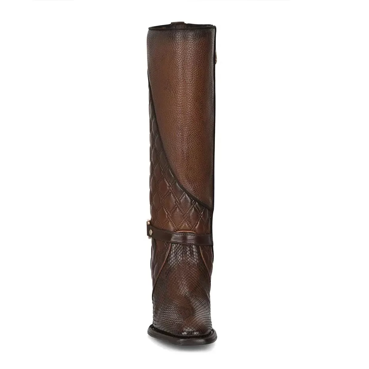 4P05PH - Cuadra brown western cowgirl python skin strapped boots for women