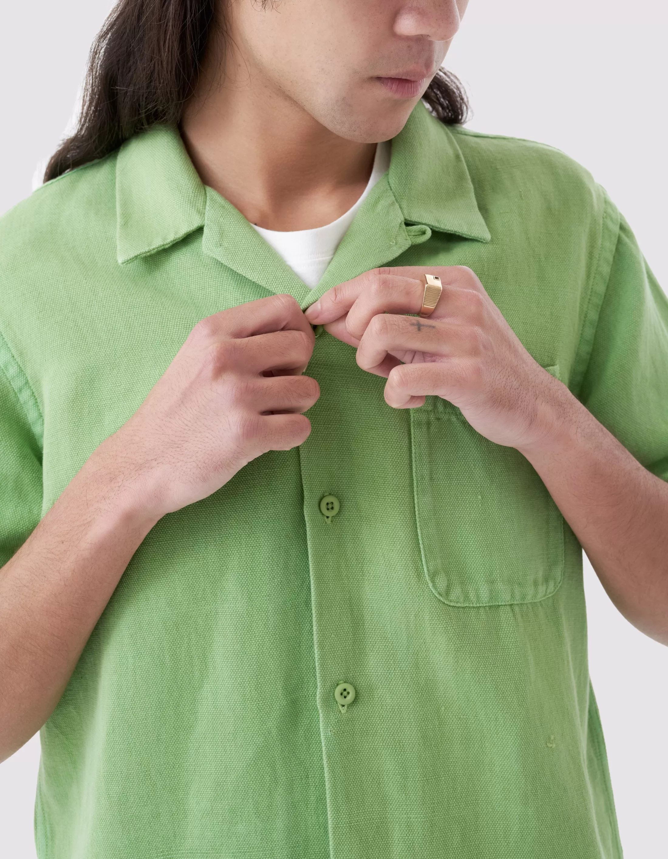 5005 Hemp Camp Collar Shirt Bamboo Green