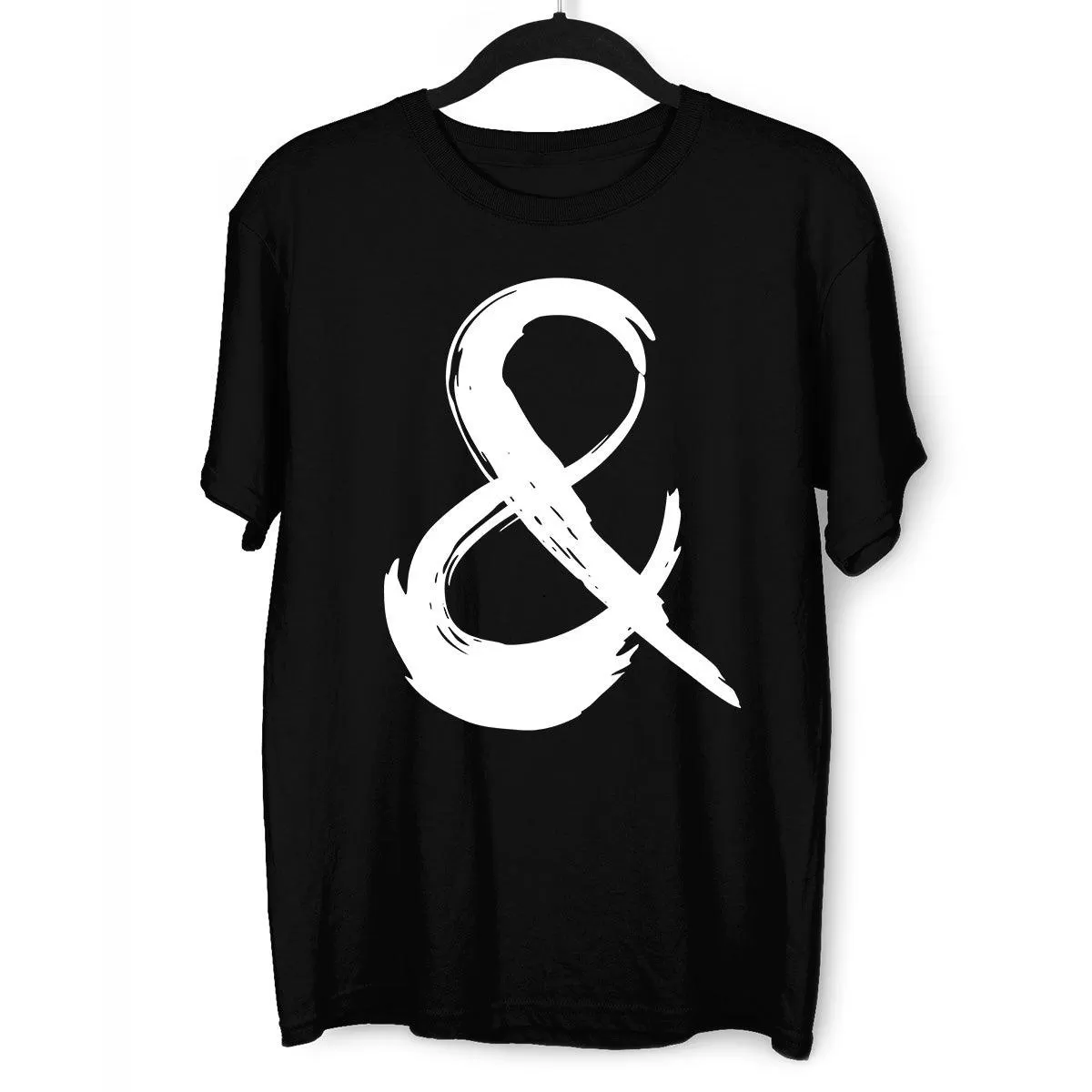 Abstract Ampersand Sign Black & White Unique Brush Stroke Art T-shirt