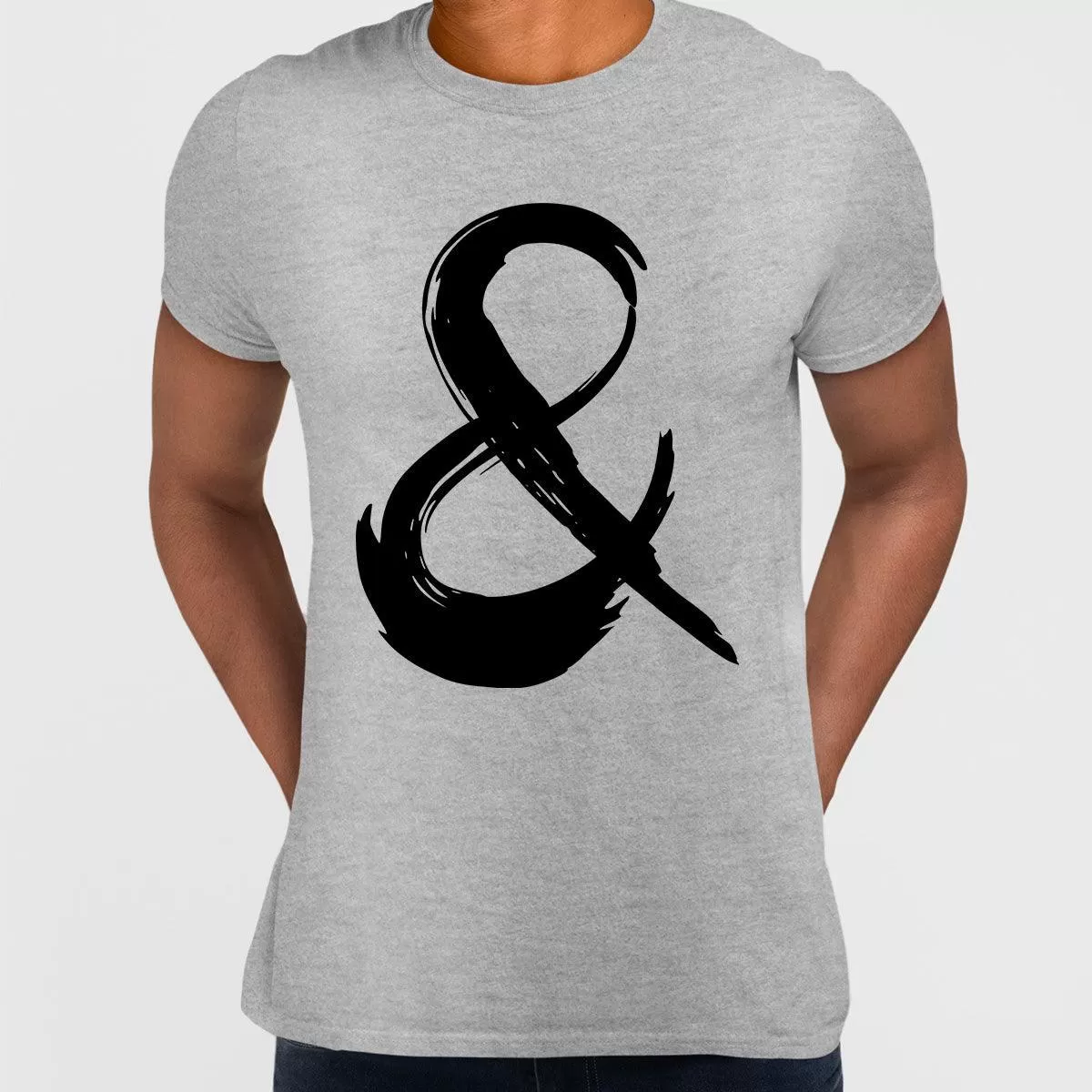 Abstract Ampersand Sign Black & White Unique Brush Stroke Art T-shirt