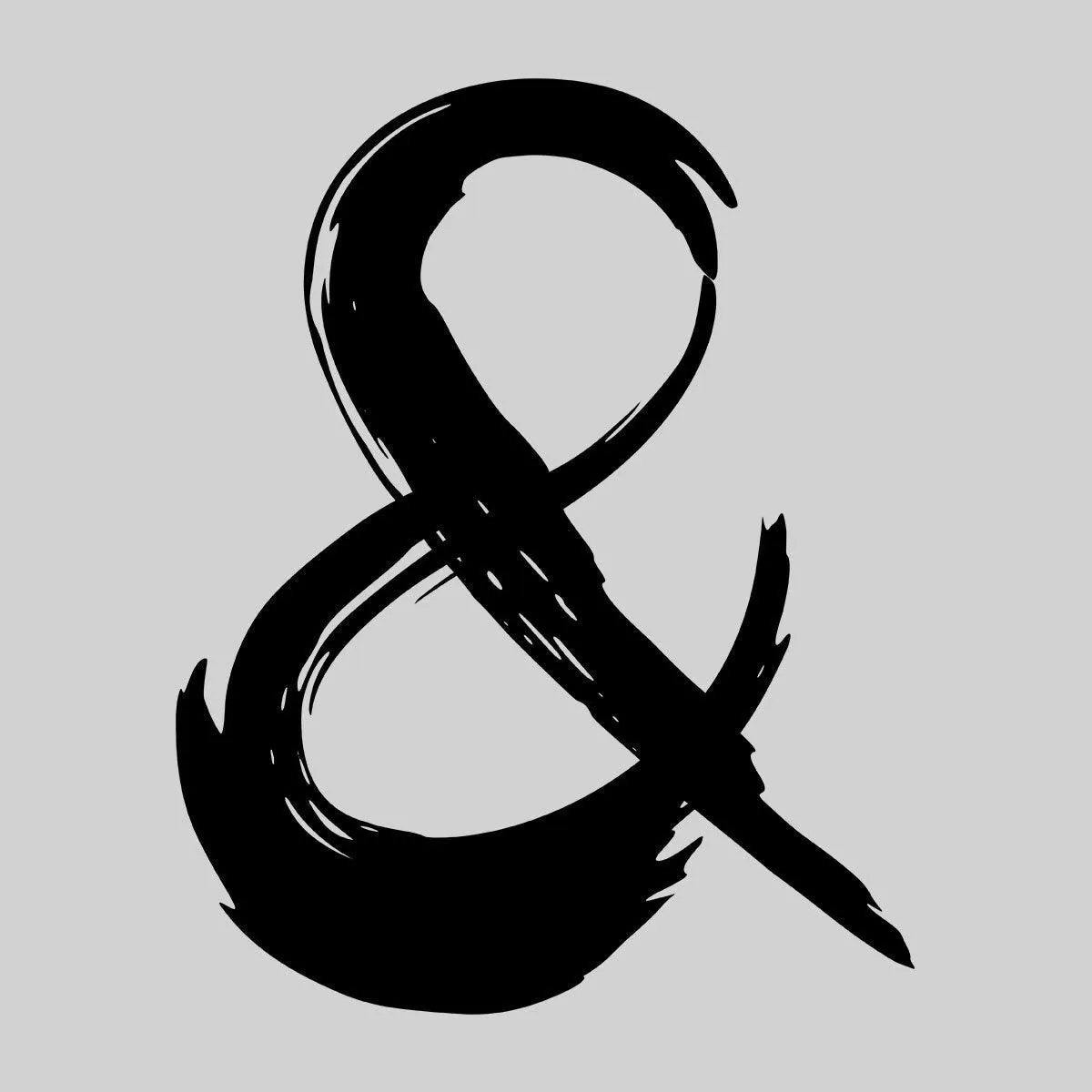 Abstract Ampersand Sign Black & White Unique Brush Stroke Art T-shirt