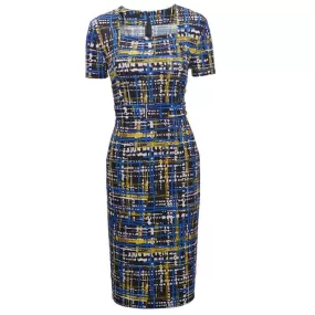 Abstract Geo Paint U Neck Dress