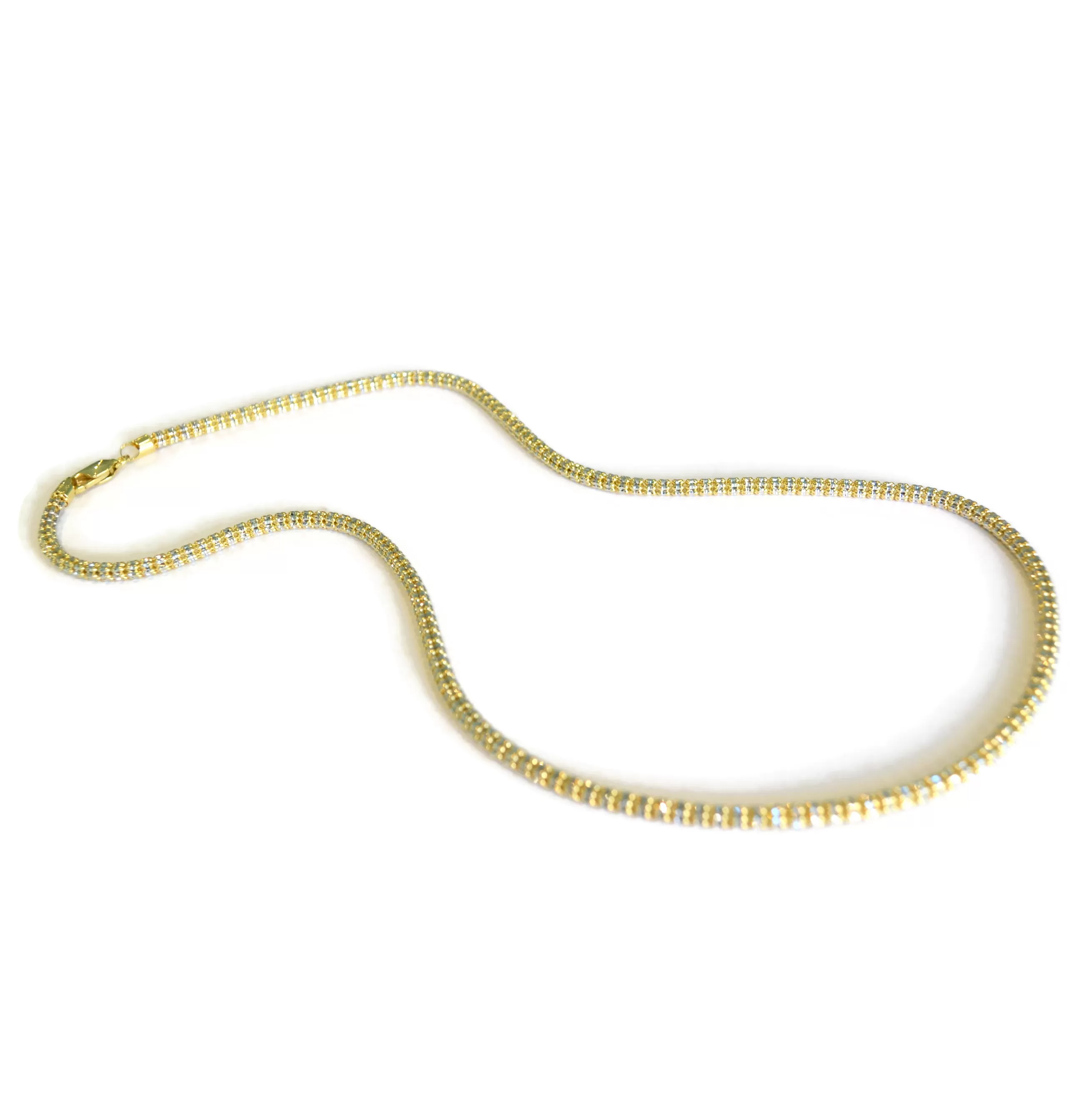 AFJ Gold Collection - Yellow and White Gold Necklace, 22" - 4 mm