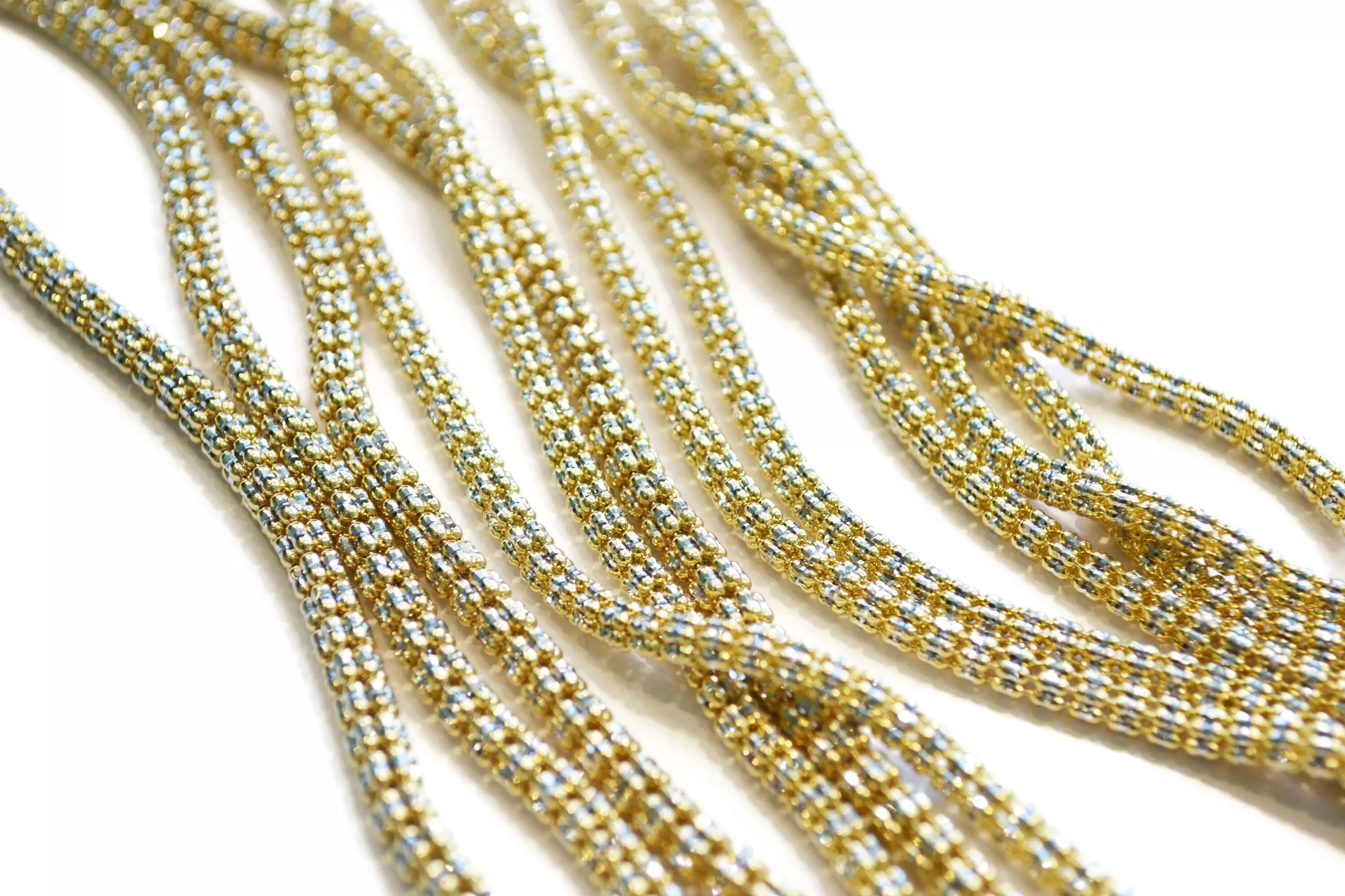 AFJ Gold Collection - Yellow and White Gold Necklace, 22" - 4 mm