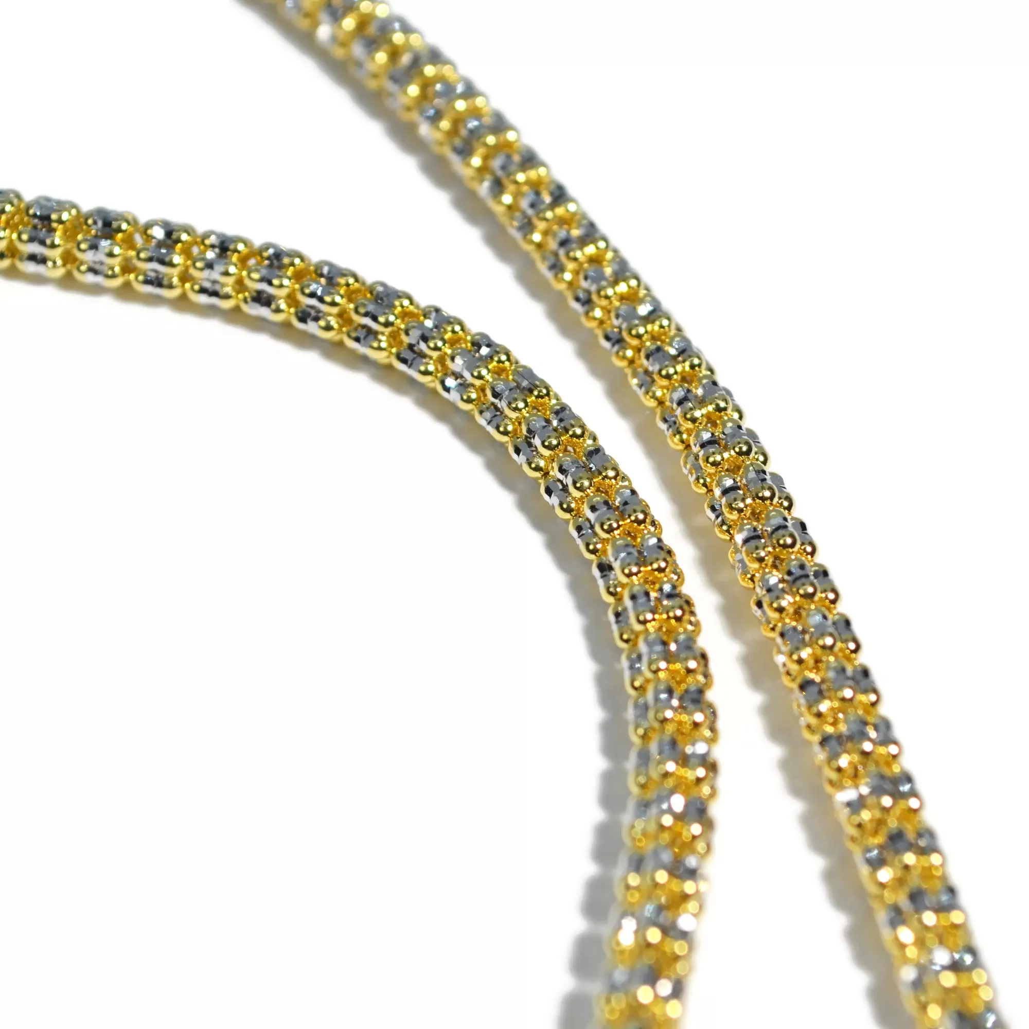 AFJ Gold Collection - Yellow and White Gold Necklace, 22" - 4 mm