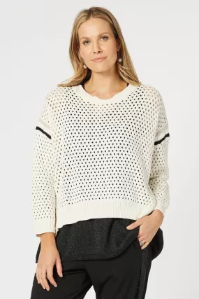 Ally Stripe Trim Jumper | Ivory