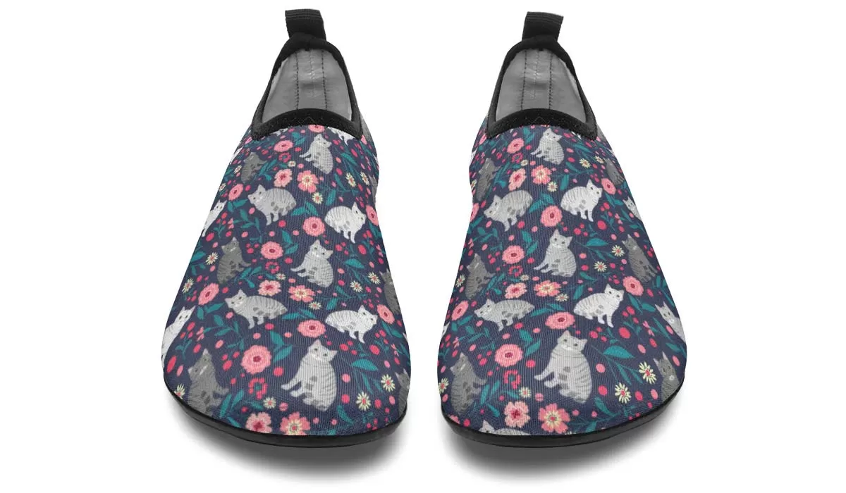 American Shorthair Cat Flower Aqua Barefoot Shoes