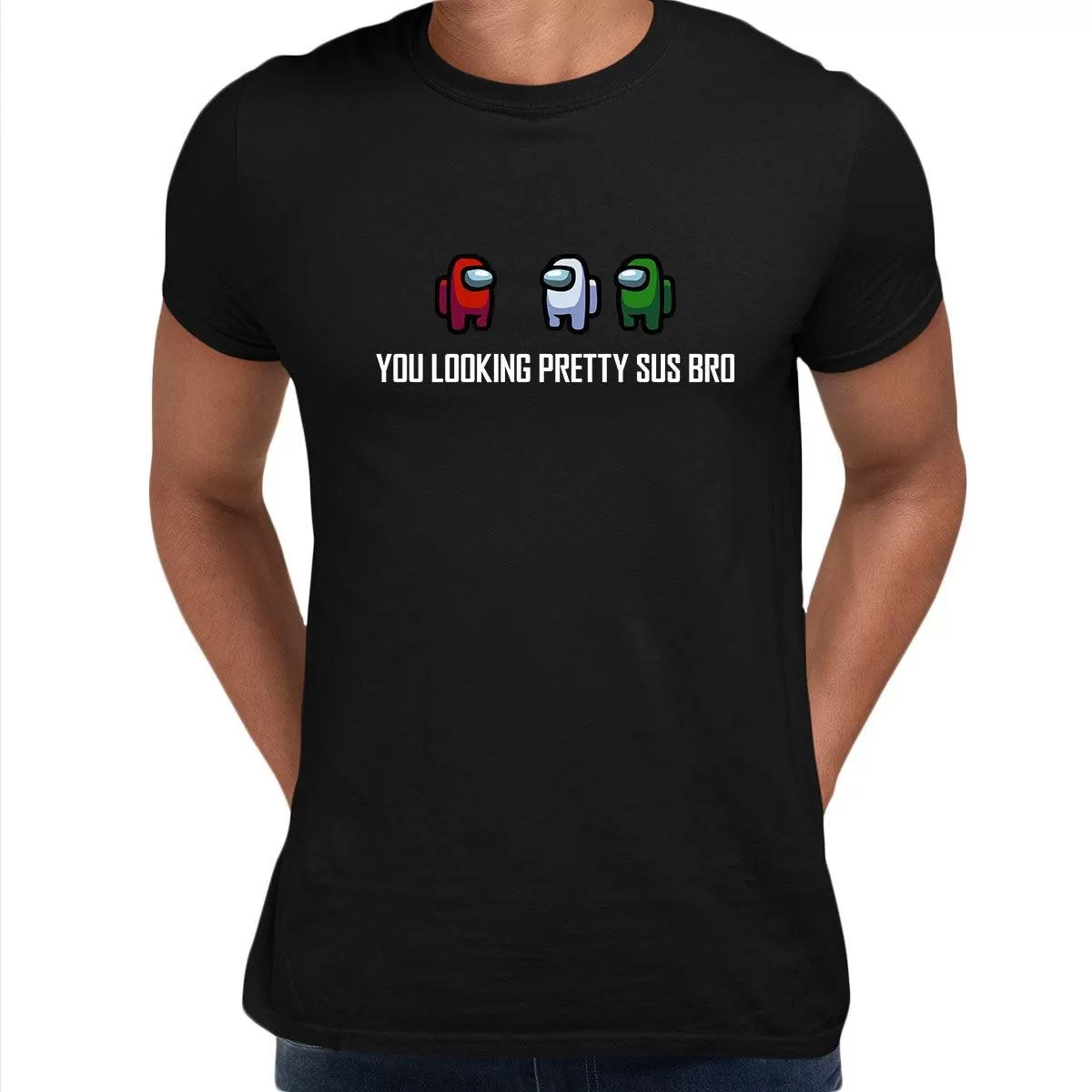 Among Us Sus Bro Imposter Gaming Black S Unisex T-Shirt - Discounted