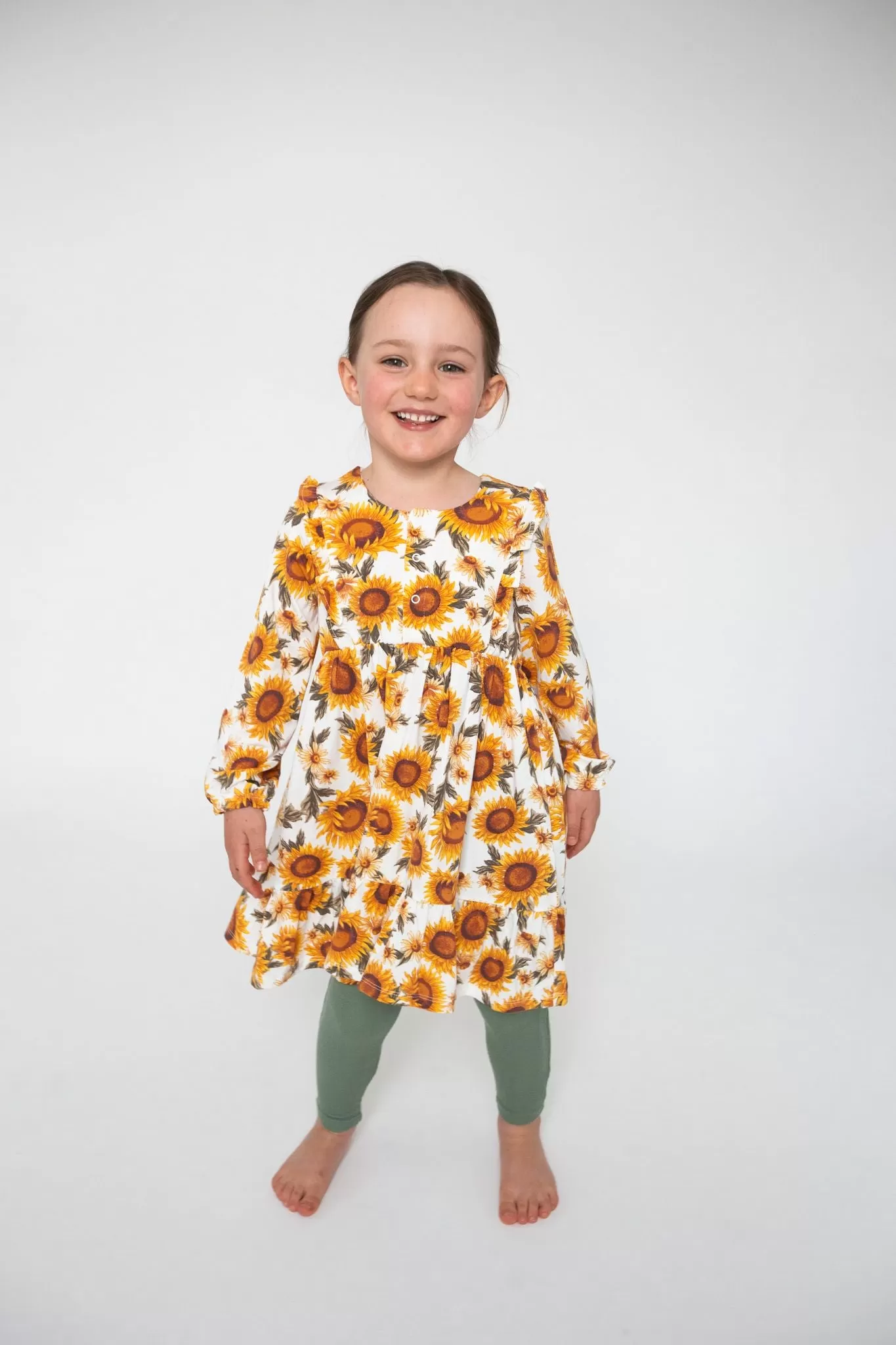 Angel Dear - Fall Sunflower Ruffle Dress And Legging