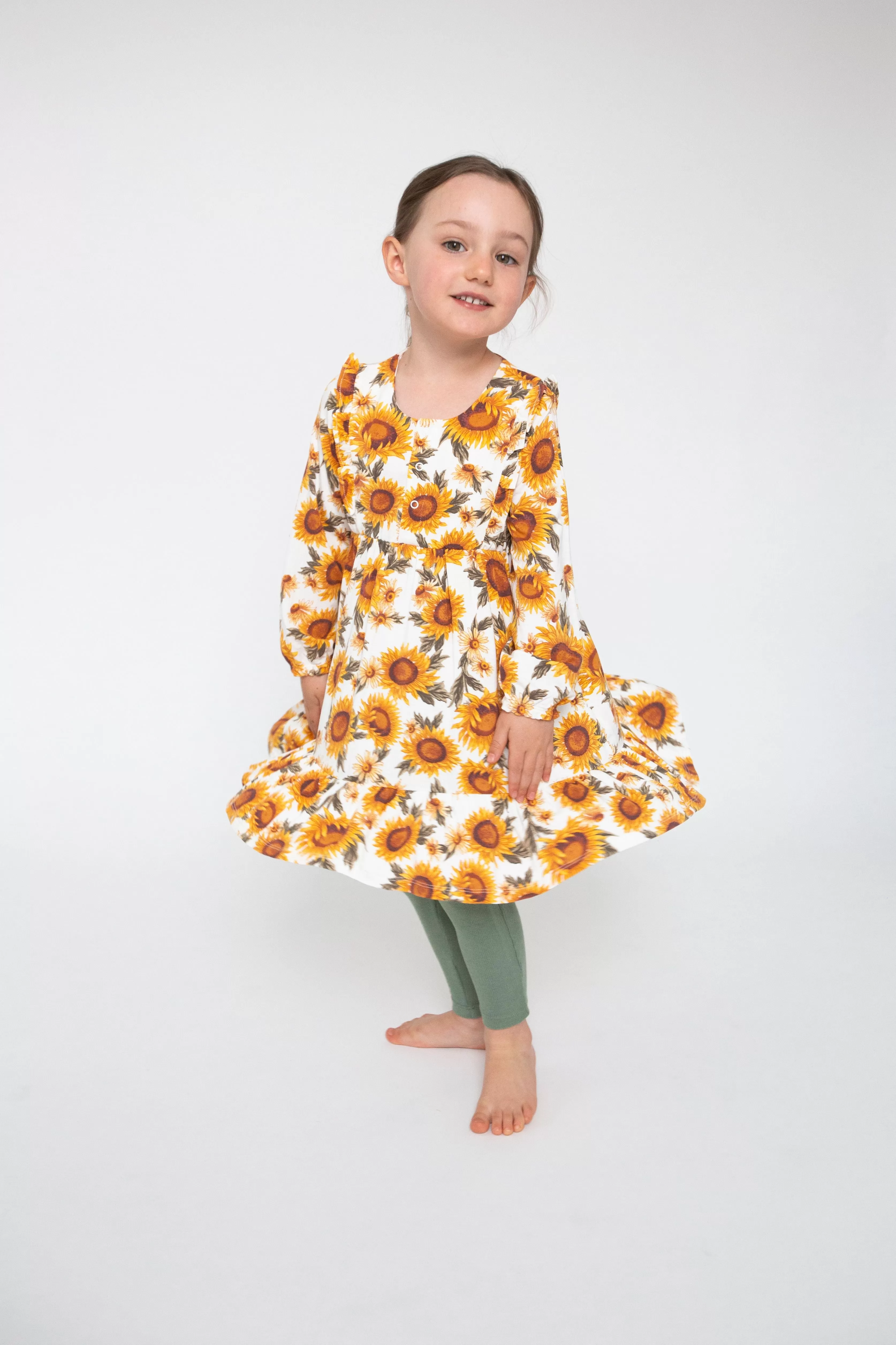 Angel Dear - Fall Sunflower Ruffle Dress And Legging