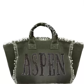 Aspen Fringe Olive Canvas Bag Sample Sale