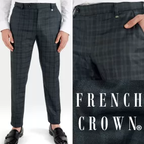 Baltic Sea Blue with Tuna Navy Blue Checkered Wool Rich Pant