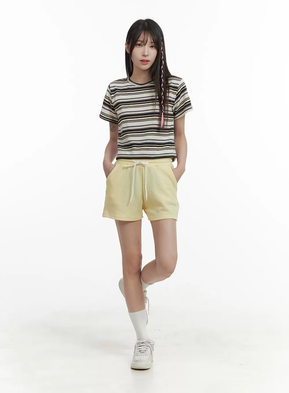 Banding Cotton Mini Shorts OA426