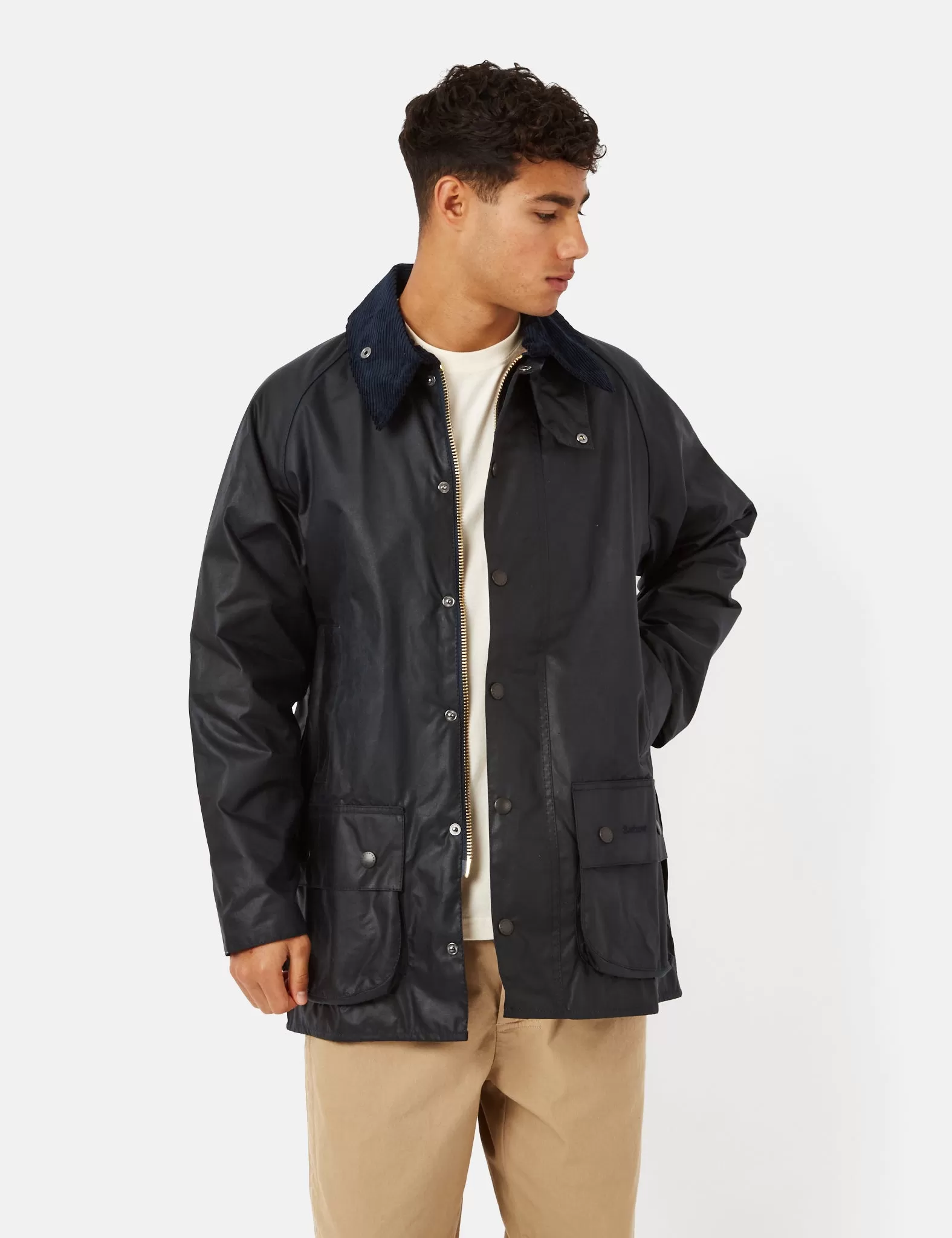 Barbour Beaufort Wax Jacket - Navy Blue