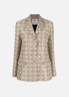 Beige Jacquard Blazer