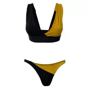 {Black and Mustard} Organic Half and Half Bra and Thong Set (10% off)