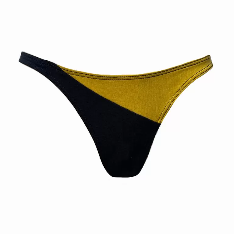 {Black and Mustard} Organic Half and Half Thong