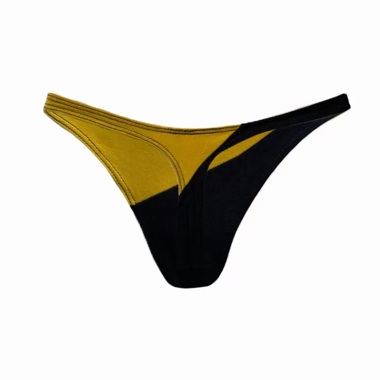 {Black and Mustard} Organic Half and Half Thong