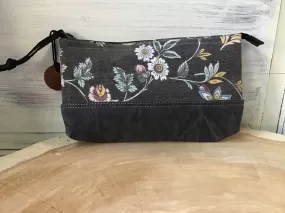 Black Floral Wristlet Pouch Purse