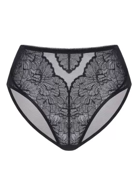 Blossom High-Rise Black Lace Brief Underwear