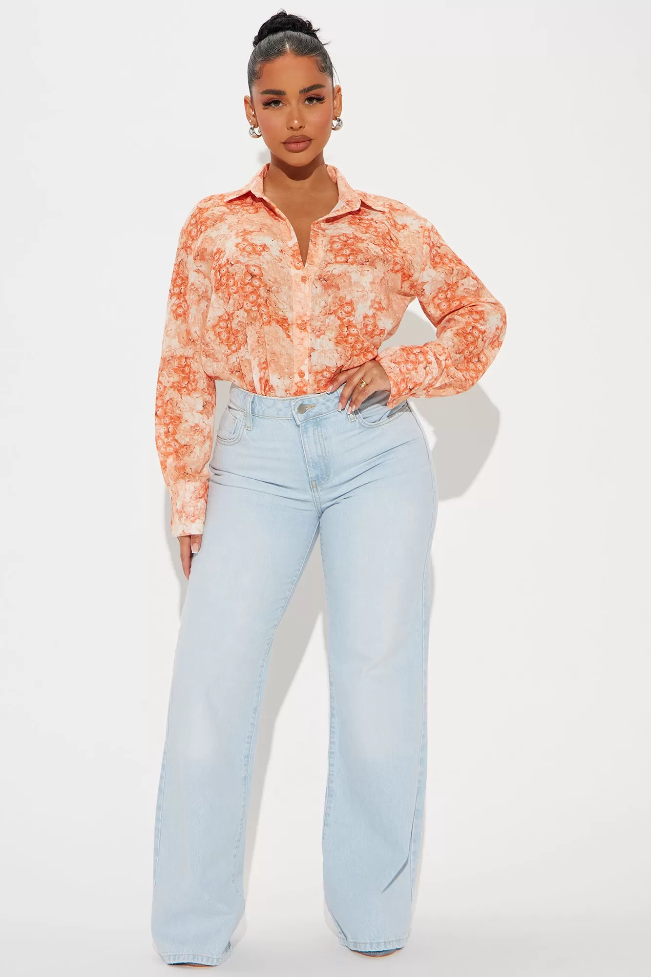 Blossom Linen Shirt - Orange/combo