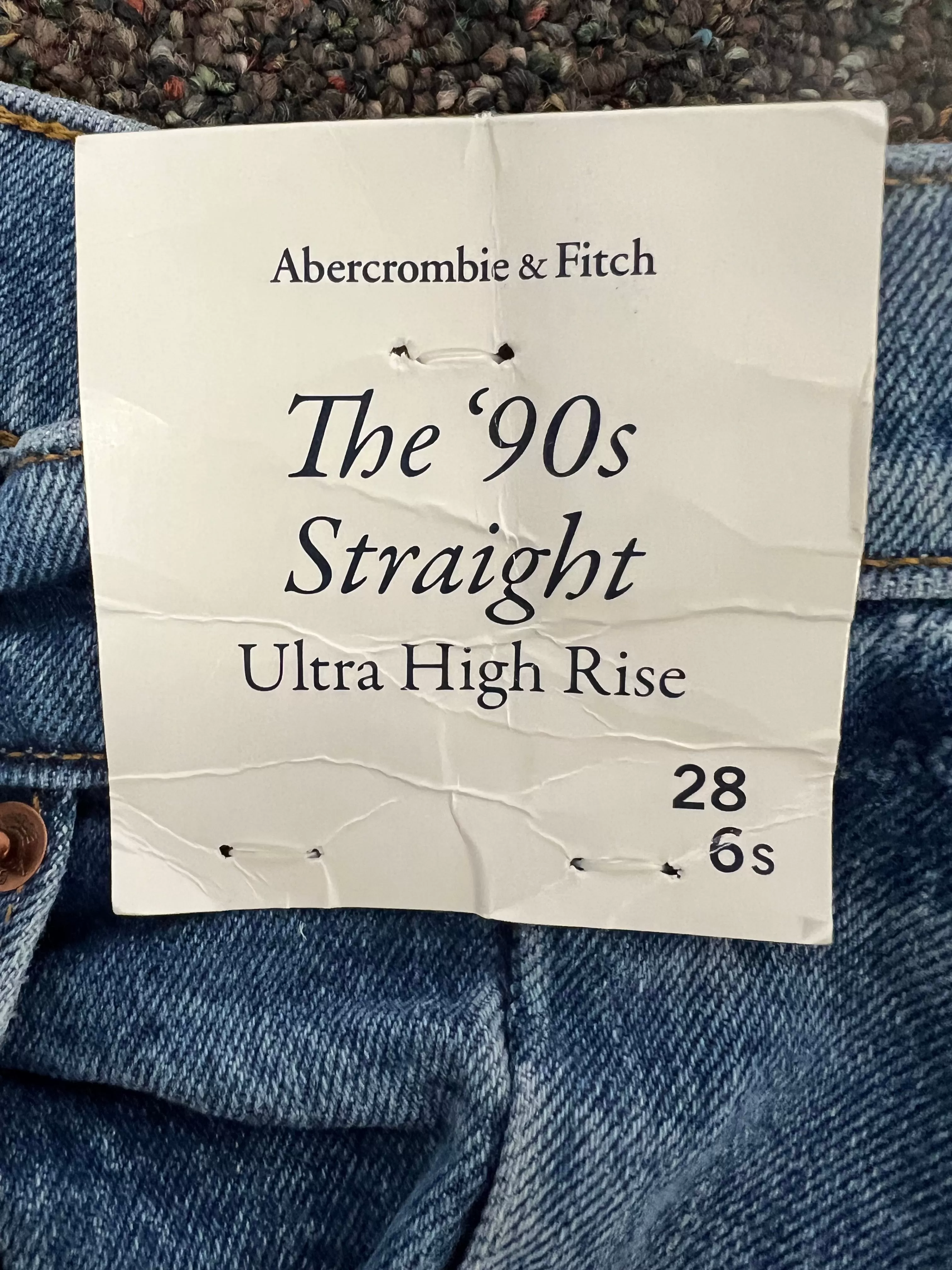 Blue Denim Jeans Straight Abercrombie And Fitch, Size 6